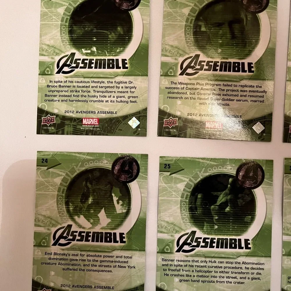 Upper Deck Marvel Avengers Assemble Trading Cards Hulk Abomination 20-21, 23-26